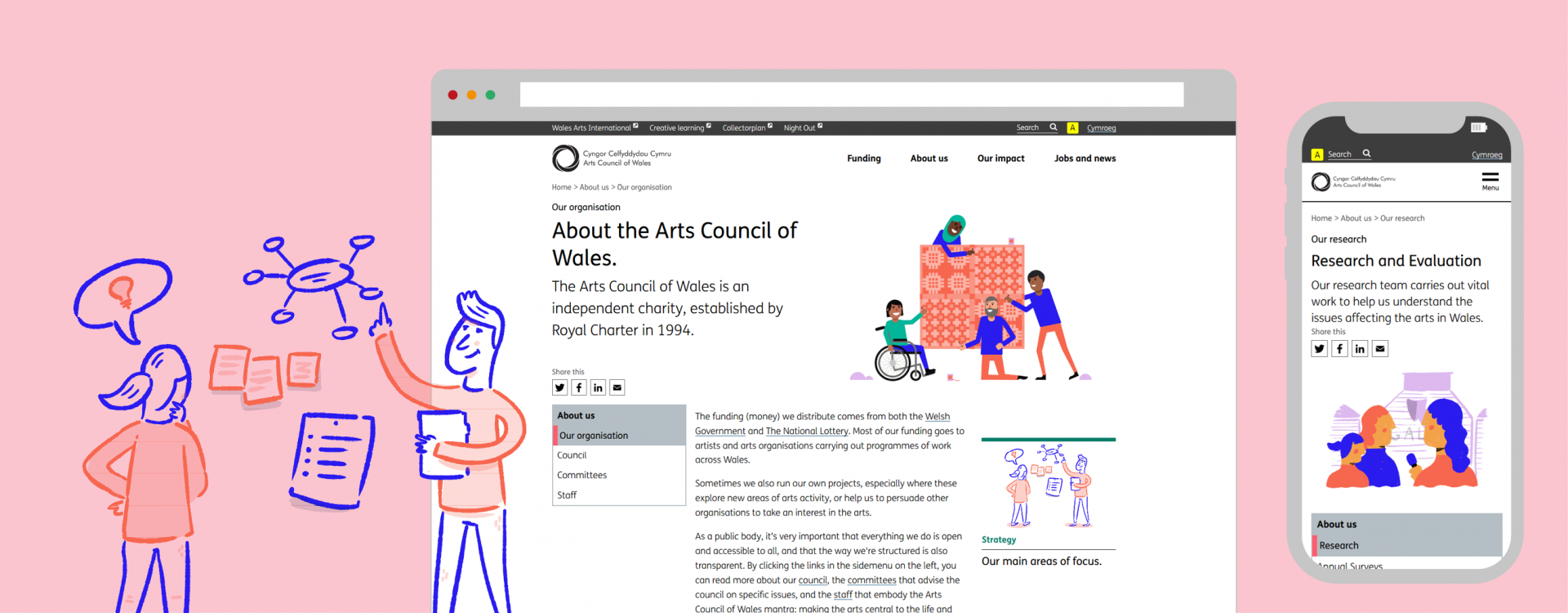 screenshot of Arts Council Wales website homepage